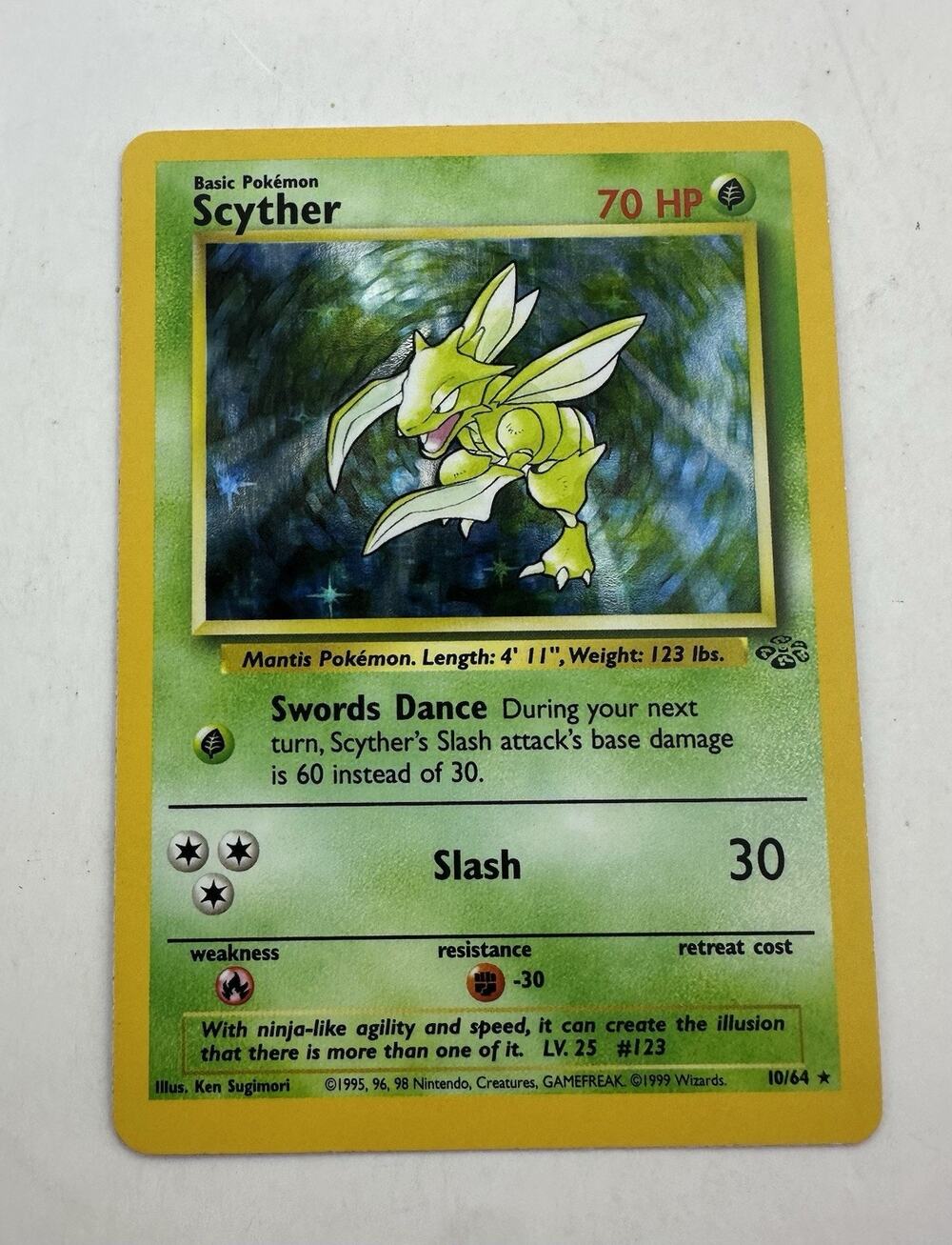 SCYTHER POKEMON CARD TCG 10/64 HOLO RARE JUNGLE SET LP/MP